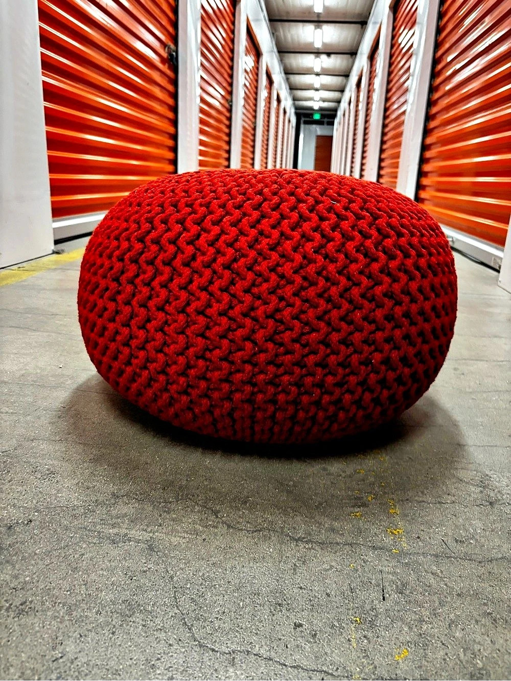 Red Textured Pouf
